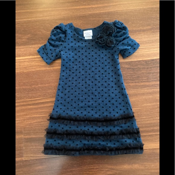 Iris & Ivy Girls Green Polka Dot Dress - size 6 - Picture 3 of 5